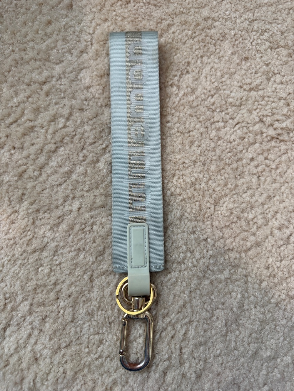 lululemon athletica Light Gray Wrist Key Strap with Gold Hardware